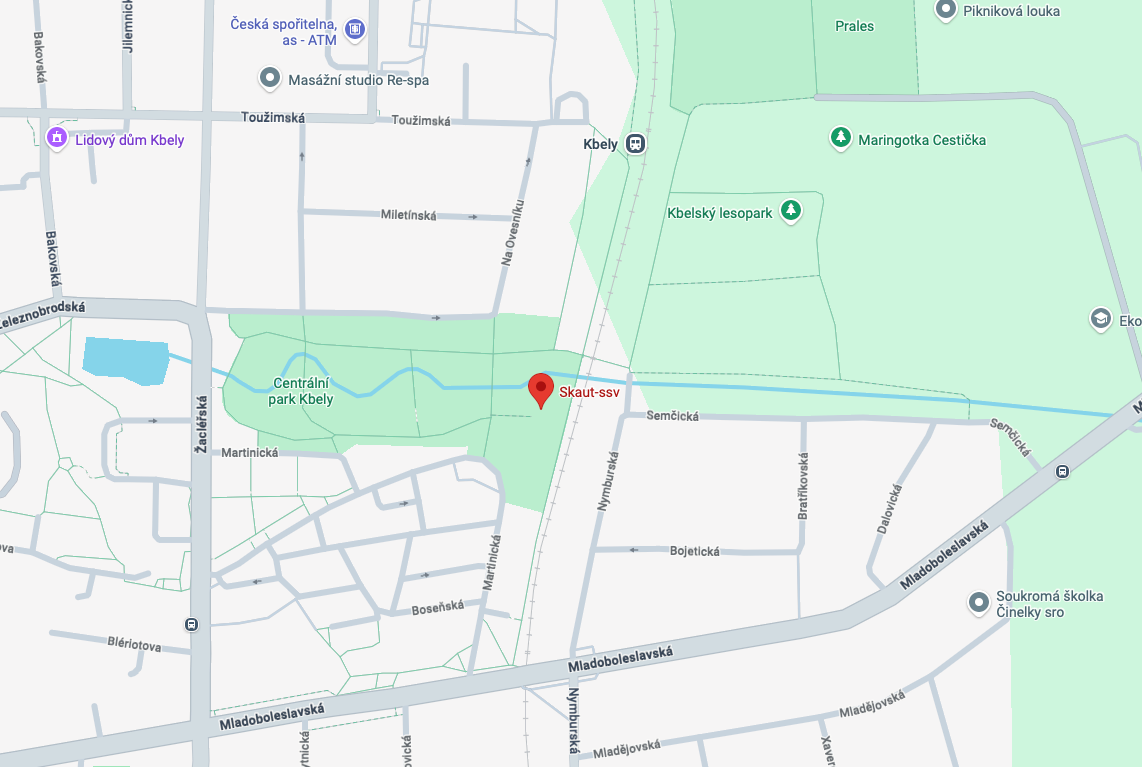 Mapa — Martinická 1083, Centrální park Kbely